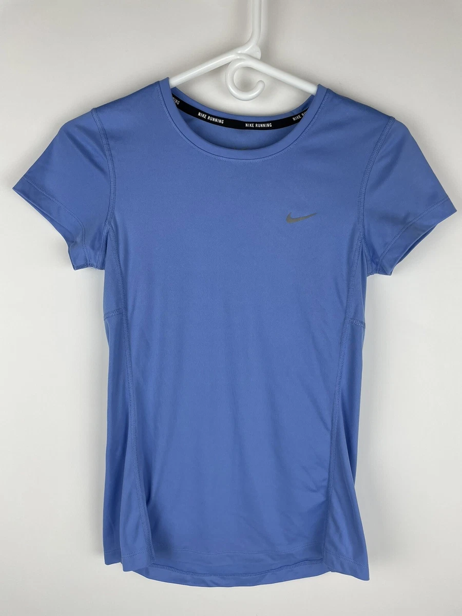 Nike Women&#039;s DRI-FIT Miler Running Top T Shirt - Light Blue - Size Small | eBay