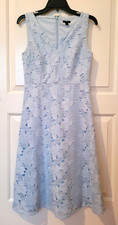 NWT! Ann Taylor V-Neck Embroidered Lace Sleeveless Dress, Size 0, Blue