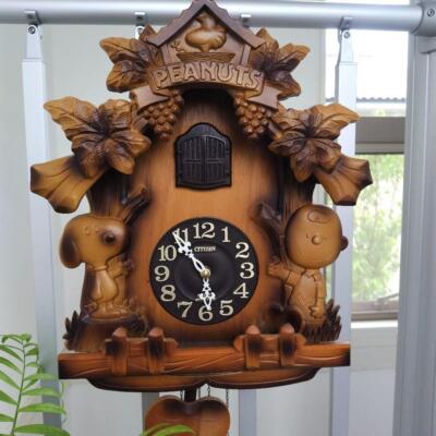 Citizen SNOOPY Cuckoo Clock Wooden Hand Carved jp | eBay