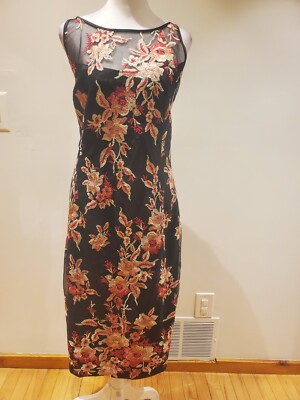 NWT Elegant Embroidered Mesh Shift Evening Dress Size 14 WHBM Orig. Price  $200 | eBay