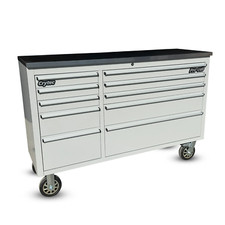 CRYTEC Pro Cab 55in Grey Stainless Steel Drawer Bench Tool Box Chest Cabinet
