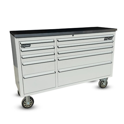 CRYTEC Pro Cab 55 Zoll Grau Edelstahl Schubladenbank Werkzeugkiste Truhe Schrank