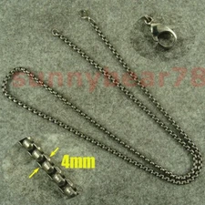 4mm Pure Titanium Anti allergy Rolo box chain Necklace 23/25/27/29/31 inch H259