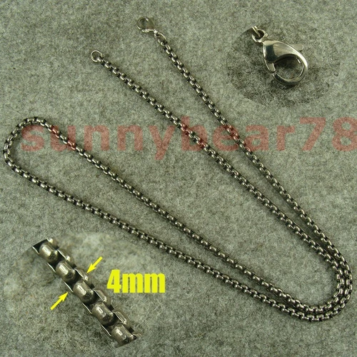 4mm Pure Titanium Anti allergy Rolo box chain Necklace 23/25/27/29/31 inch H259