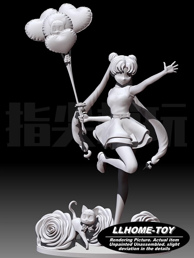 蓄光 sludge ryoinoue ball girl ソフビ crisis Anime SMLA Tsukino Usagi with cat Luna lovely girl Resin 3D Print