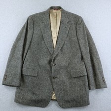 Jos A Bank Sport Coat Mens 46 L ong Gray Houndstooth Camel Hair Single Breasted