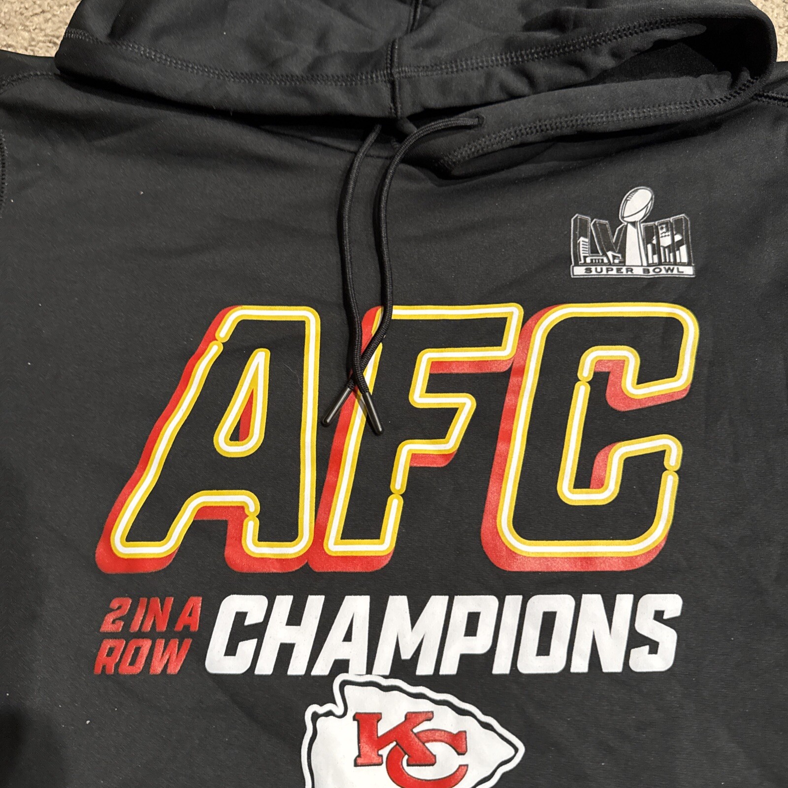 FILA Felpa Felpa Nike Kansas City Chiefs AFC 2 In A Row Champions nera con cappuccio nuova M L