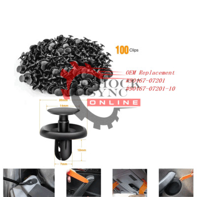100Pcs Engine Cover Grille Bumper Retainer Clips for #90467-07211 Toyota/ Lexus