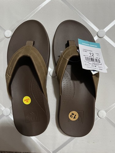Reef Men's Cushion Spring Faux Leather Flip Flops - Brown NWT - Size 12 |  eBay