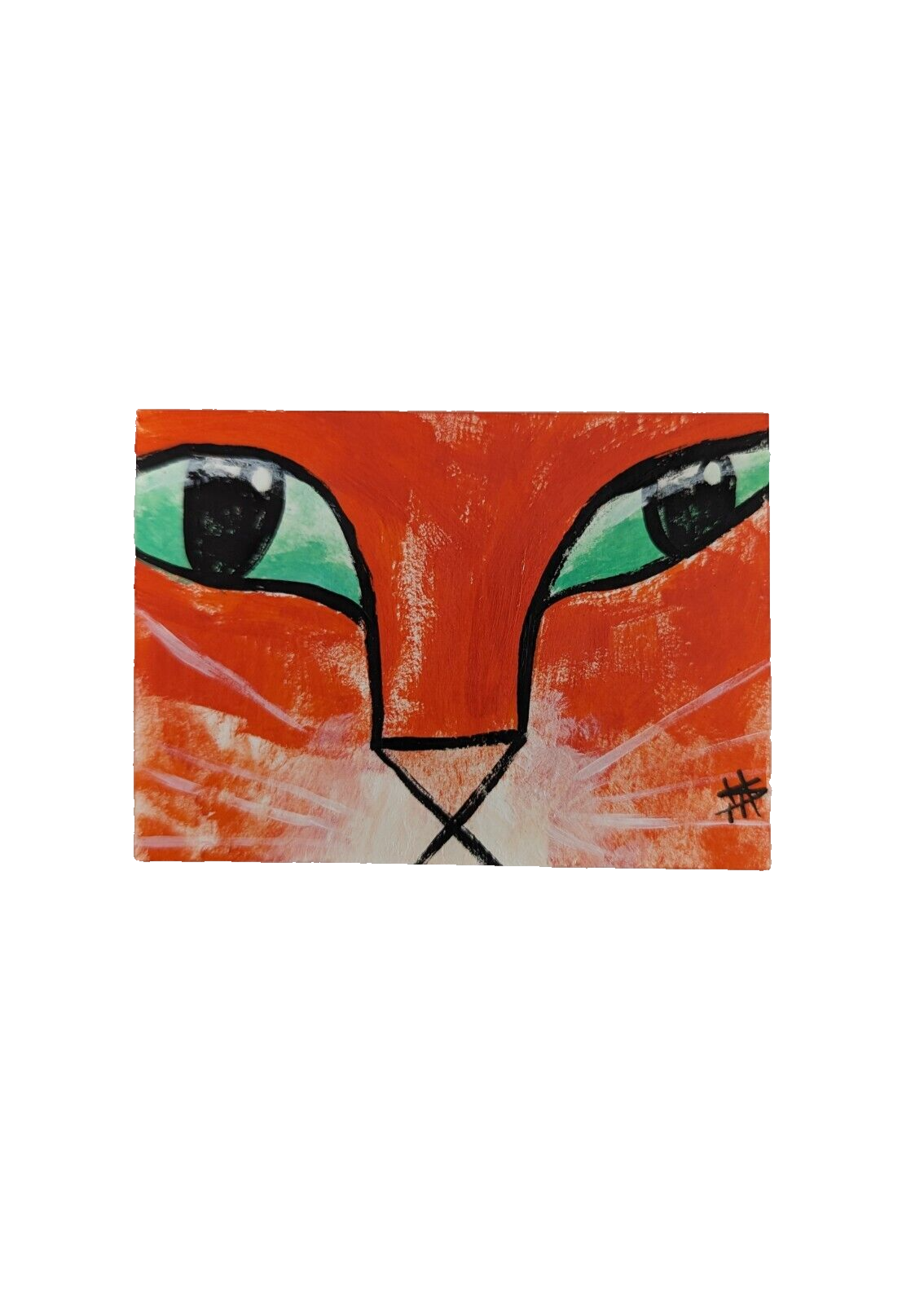 Original ACEO Cat Painting Eyes Kitten Face Modern Art Samantha McLean