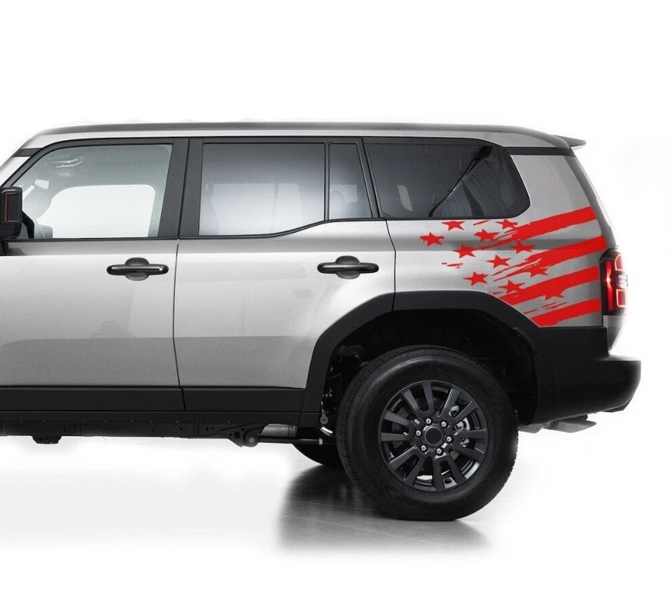 Kit de calcomanías de diseño gráfico trasero con bandera de Estados Unidos para Toyota Land Cruiser SUV Foto 4 de 4