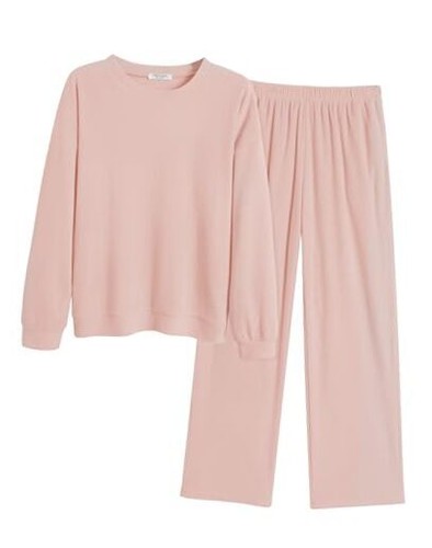 Pajamas for Women 2 Piece Lounge Set Long Sleeve Sleepwear Comfy Medium Pink