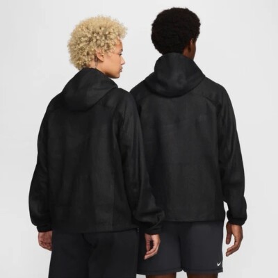 Stussy X Nike NRG Linen Shell Zip Hooded Jacket Coat Black White