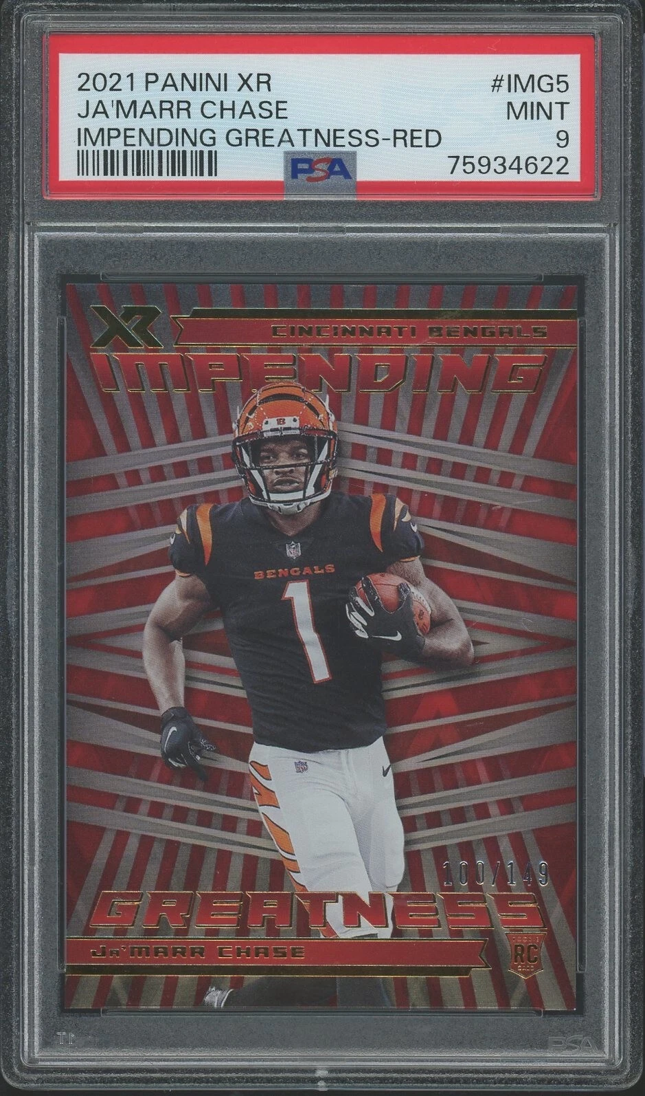 JaMarr Chase Panini XR Impending Greatness #IMG5 Red