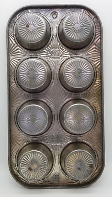 Vintage Ekco Ovenex N-800 8 Muffin Pan StarBurst Pattern USA