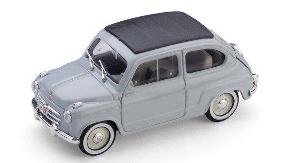 Brumm 1/43 Fiat 600 Cabrio Geschlossen 1956 Grau Statisches Modell Diecast-image