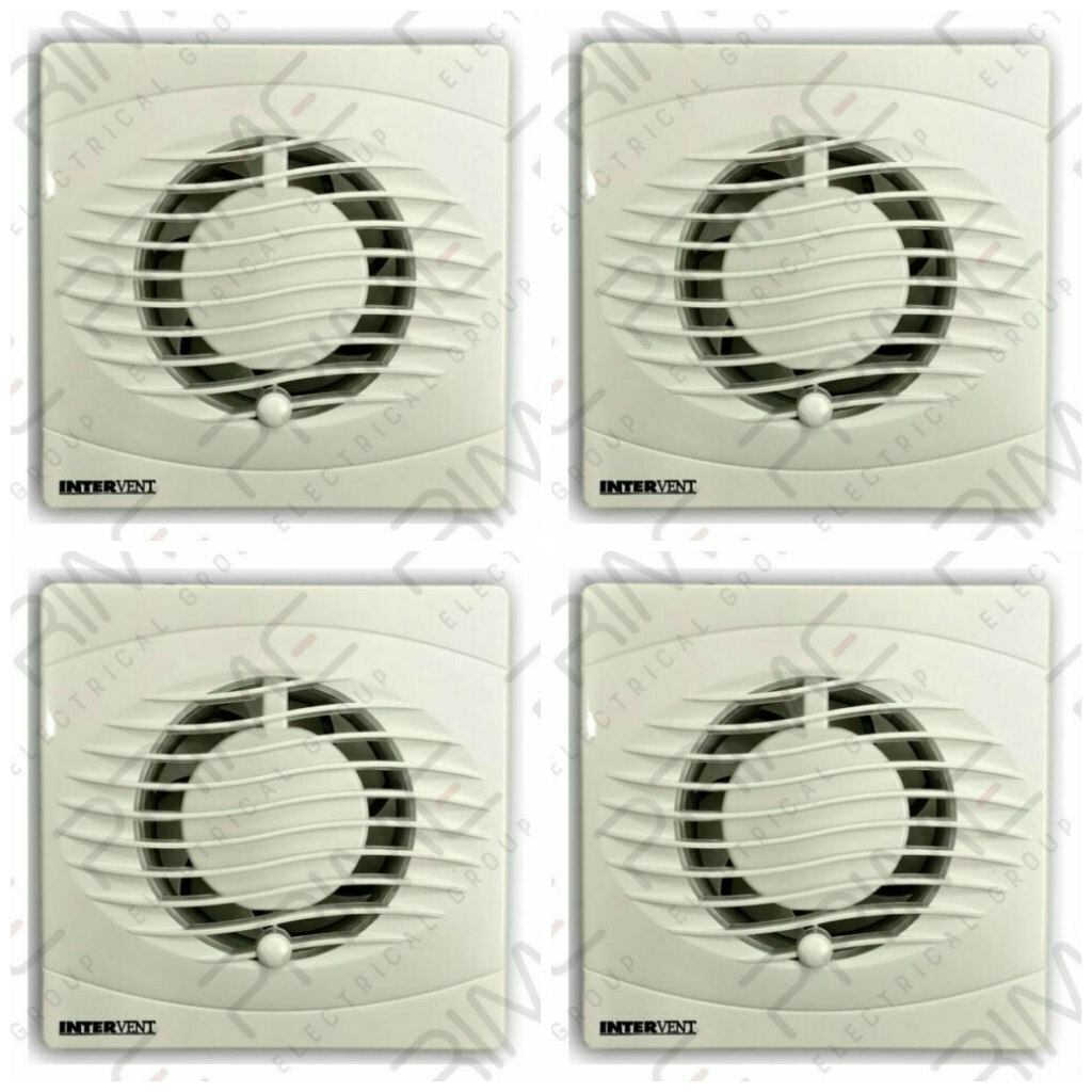 4 x Intervent BVF100T Axial Extractor Fans 100mm / 4 Inch (Timer Model)
