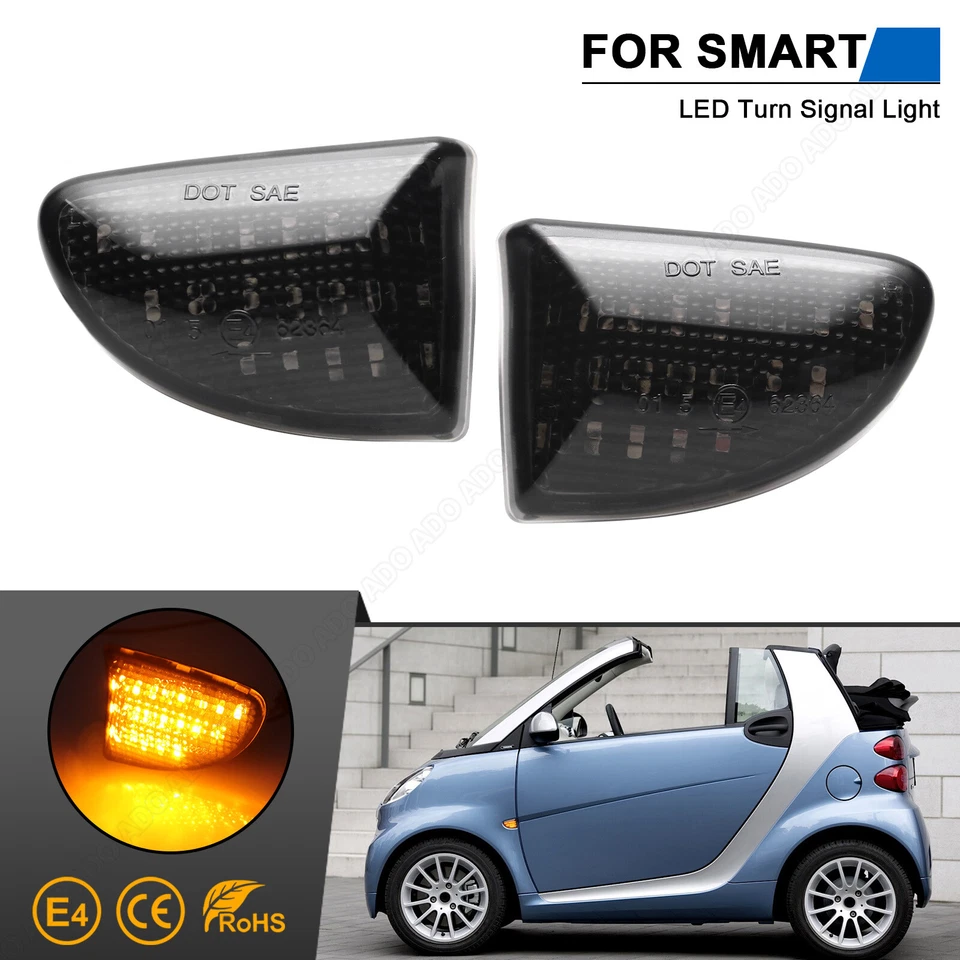 FÜR SMART FORTWO 451 CABRIO COUPE 07-14 SCHWARZ LED SEITENBLINKER BLINKER SMOKED - Bild 2 von 4
