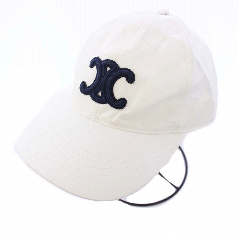 キャップ CELINE Triomphe Baseball Cap Celine Triomphe Baseball Cap Hat Logo Embroidery S White