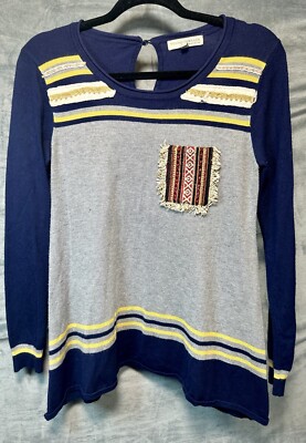 Womens Young Threads Y2K Asymmertrical Sweater Aztec Pocket Retro Sz M