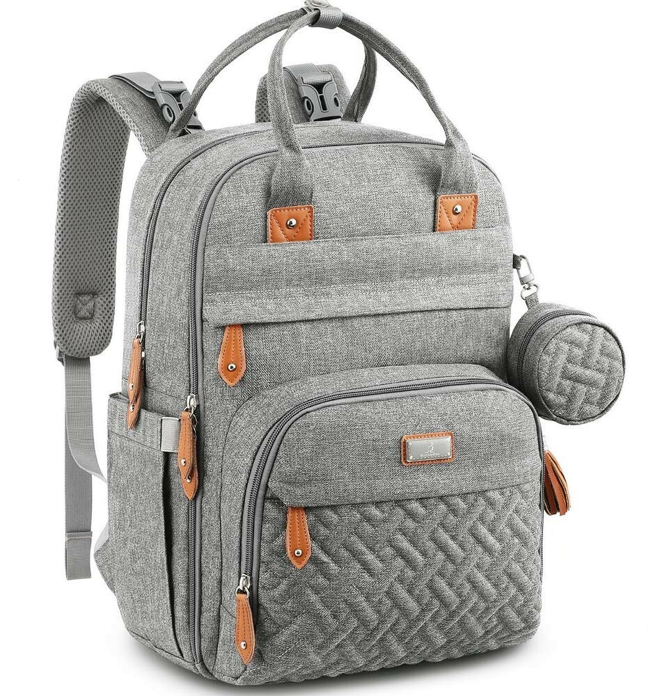 BabbleRoo Multifunction/Waterproof Lg Capacity Diaper Bag Backpack - GRAY