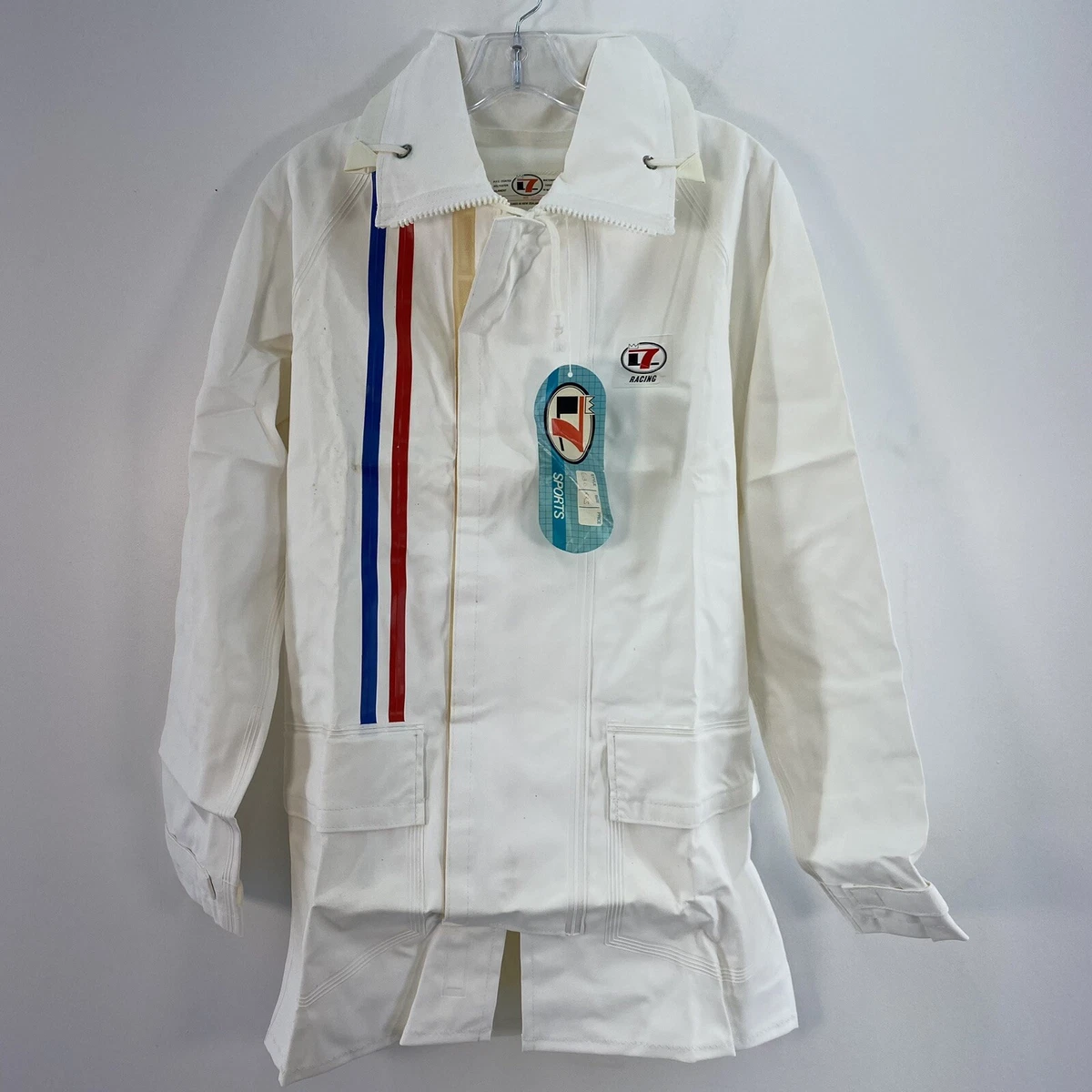 VTG NWT L7 Racing Stormkillers White PVC Coated Marine Rain Deck Jacket Mens XXS