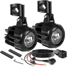 Motorcycle Auxiliary Lights LED Kit 70W round Driving Fog Light White with Mount