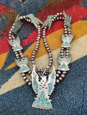 Vintage old pawn Navajo Thunder bird Squash Blossom