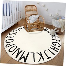 ABC Play Room Round Rug Alphabet Play Mat, Circle Washable Rug Educationa