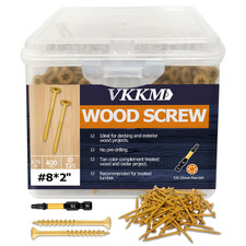 400PCS #8 x 2" Exterior Wood Screws T25 Self Drilling Deck Screws Rust Proof