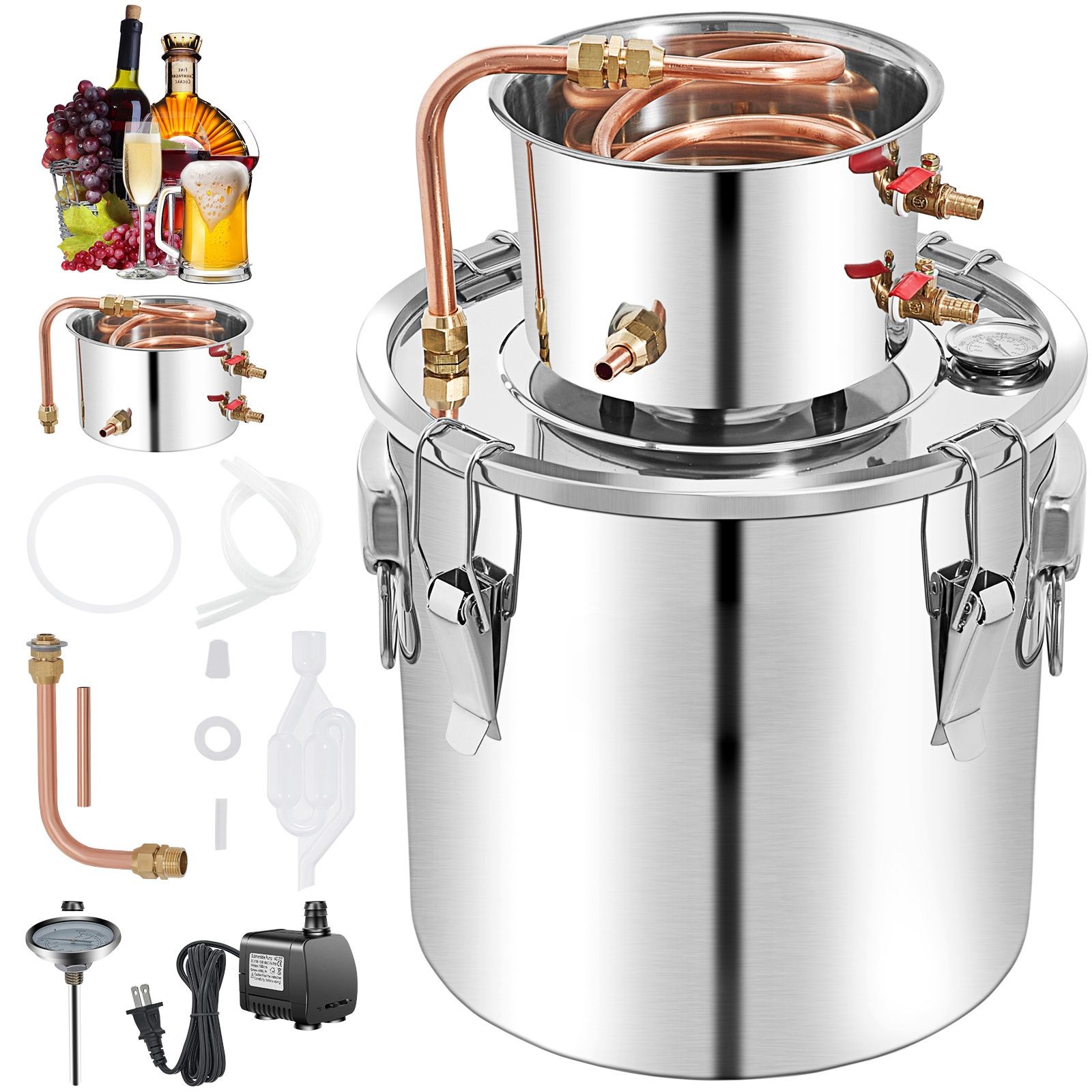 Alcohol Still 13.2Gal/ 50L, Alcohol Distiller with Circulating Pump, Alcohol
