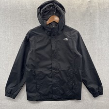 North Face DryVent Rain Jacket Boys Large Black Full Zip Hooded Waterproof Kids