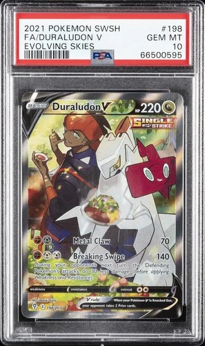 2021 POKEMON SWORD & SHIELD EVOLVING SKIES #198 FULL ART/DURALUDON V PSA 10