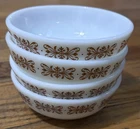 4 Pyrex Corning Copper Filigree 5.5” Cereal Bowls No. 705