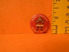 1960's Santa Claus Celluloid Pinback Button, 1.25"D, Spegel's Toyland, EX+/NM