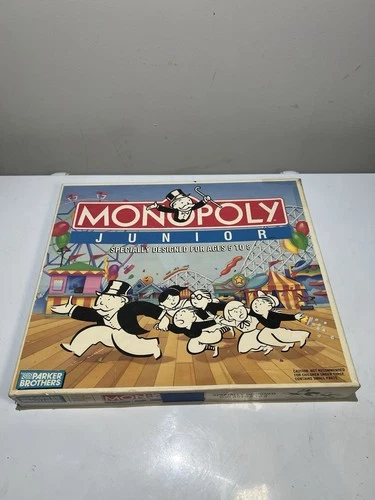 Vintage 1990 Monopoly Junior Jr. Board Game Parker Brothers Ages 5 To 8