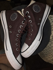Converse All Star High Top Brown/White Canvas Lace-Up Sneakers Men  s US 9 EU 40