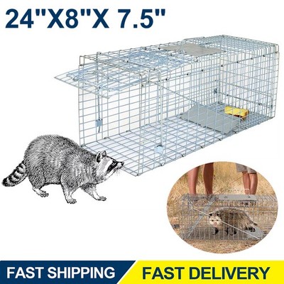 Live Animal Trap Extra Large Rodent Cage Garden Rabbit Raccoon Cat 24''X8''X 7.5''