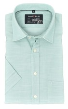 Marvelis Mens Short Sleeve Shirt Casual Fit Kent Collared Short Sleeve Solid Light Green