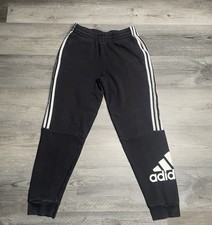 Adidas Boys Black Jogger Pants White 3-Stripes Logo XL 18/20 AX5798