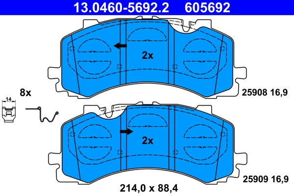 Plaquettes de frein ATE qualité de friction supérieure pour système de disque OE 4M0 698 1