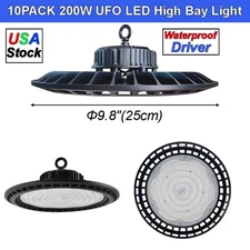 2-10PC 200W UFO Led High Bay Light Industrial Commercial Warehouse Workshop Lamp