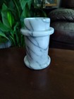 White & Gray Marble Convertible Column / Candlestick Candle Holder, vintage 