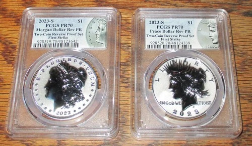 2023-S REVERSE PROOF MORGAN & PEACE DOLLARS PCGS PR70 FIRST STRIKE #2