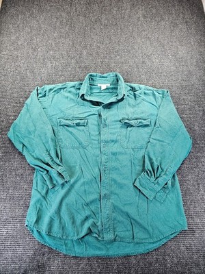 Dingtai Shirt Mens Large Blue Silk Button Up Curved Hem Pockets Workwear Utility