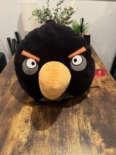 Angry Birds Medium 12x11  Black Bomb Stuffed Animal Pillow Plush Red Tag RARE 