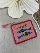 Schminktasche, Kosmetiktasche, Etui, Clutch, Perlentasche, Sardinen, Fischen