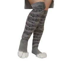 Honganda Funny Women's Thigh High Socks Over the Knee Fleece One Size, Gray