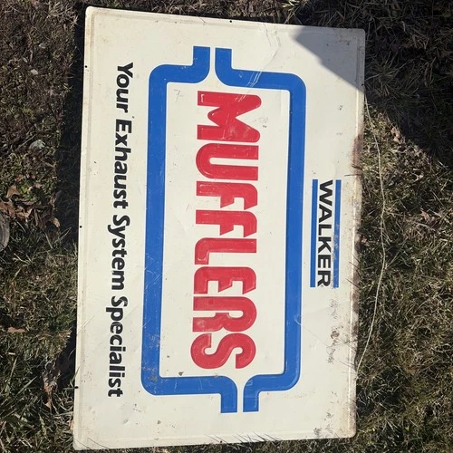 Vintage Original Walker Muffler Oil Gas Company Metal Advertising Sign