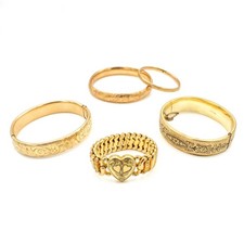 Vintage Gold Filled Floral Bangle Sweetheart Bracelet Lot of 5 #M1380-4